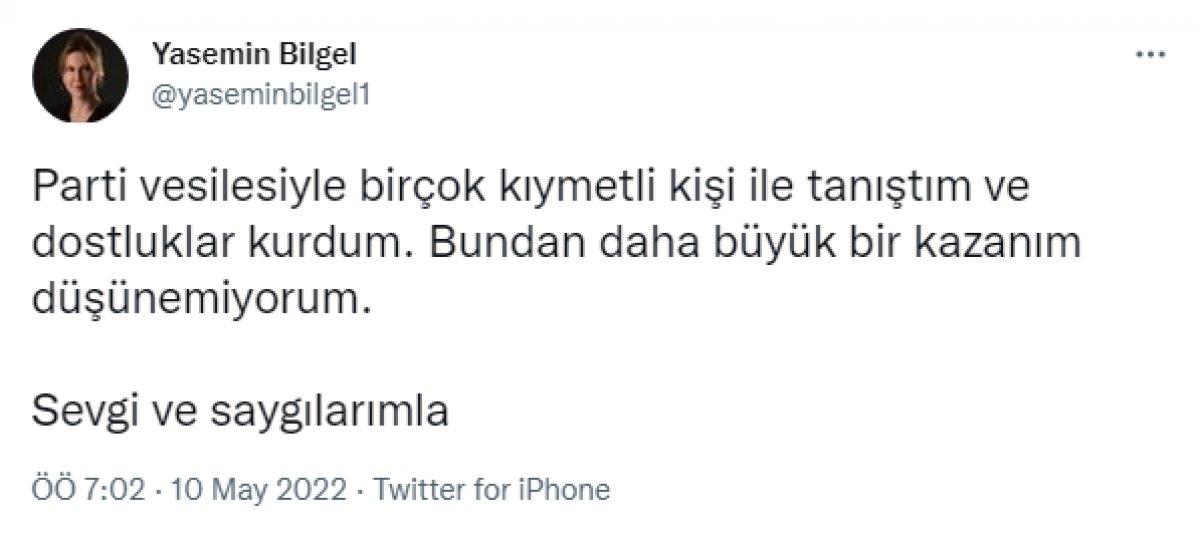 Deva Partisi'nin Dışişleri Başkanı Yasemin Bilgel, istifa etti