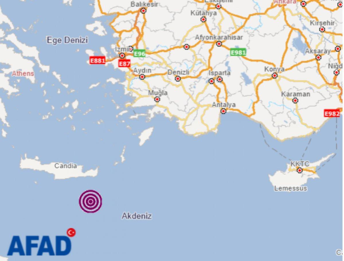 Akdeniz'de 4.1 büyüklüğünde deprem