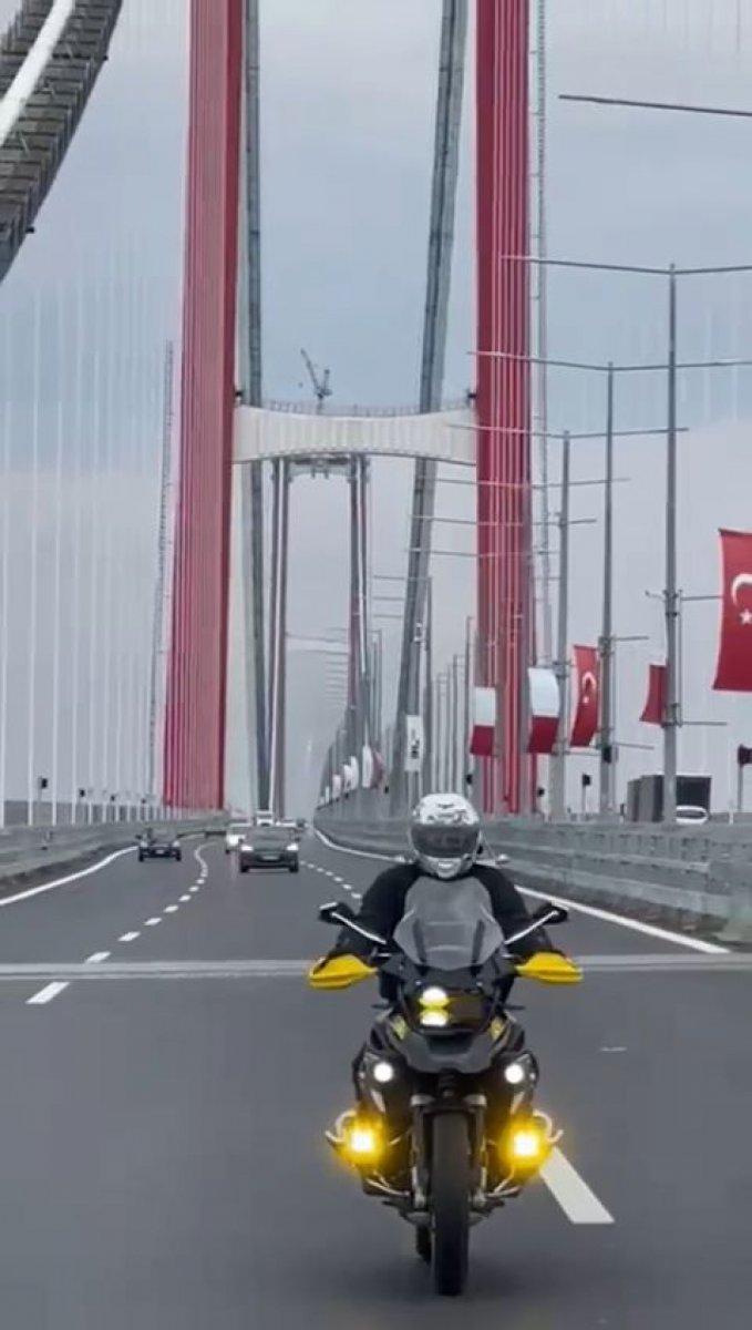 Ali Yerlikaya, 1915 Çanakkale Köprüsü'nden motosikletle geçti