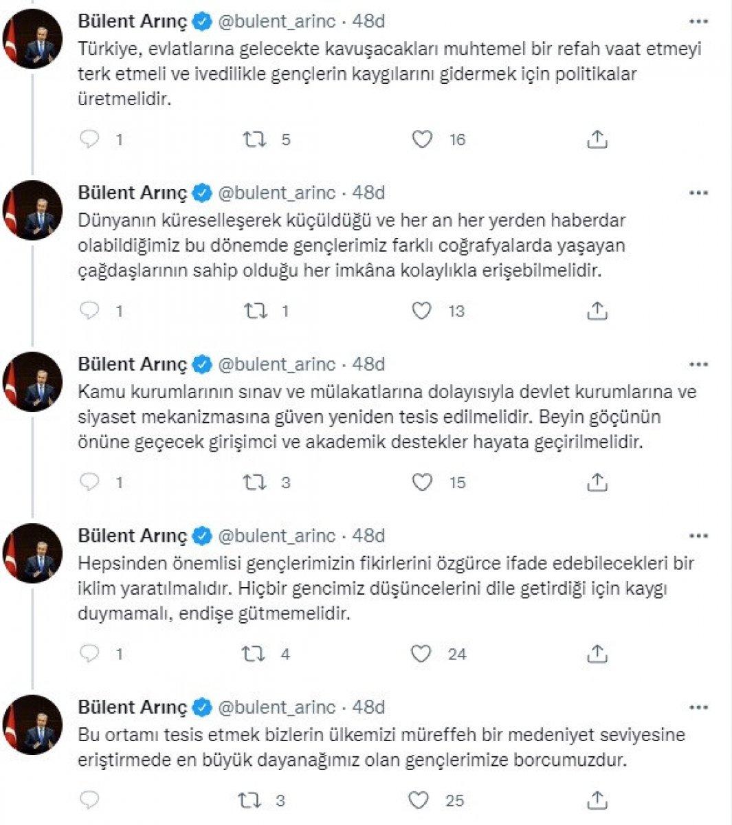 Bülent Arınç'tan 19 Mayıs eleştirisi: Gençler kaygılı