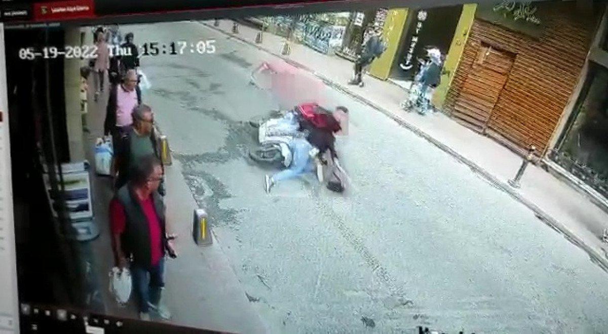 Şişli'de moto kuryenin yayaya çarptığı kaza