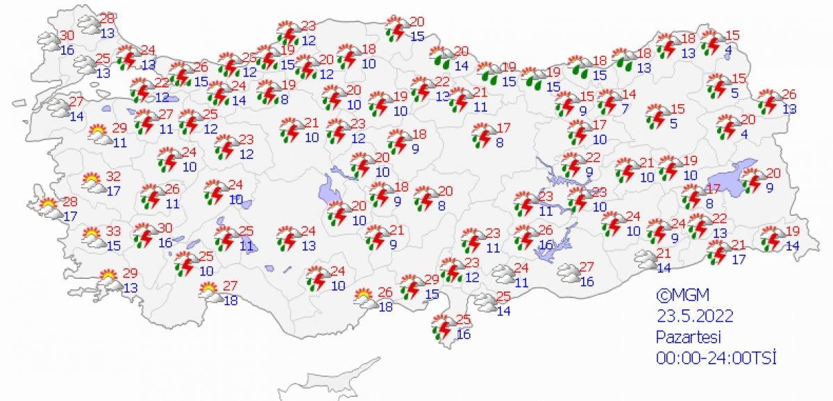 Meteoroloji'den yeni haftanın ilk günü için sağanak uyarısı