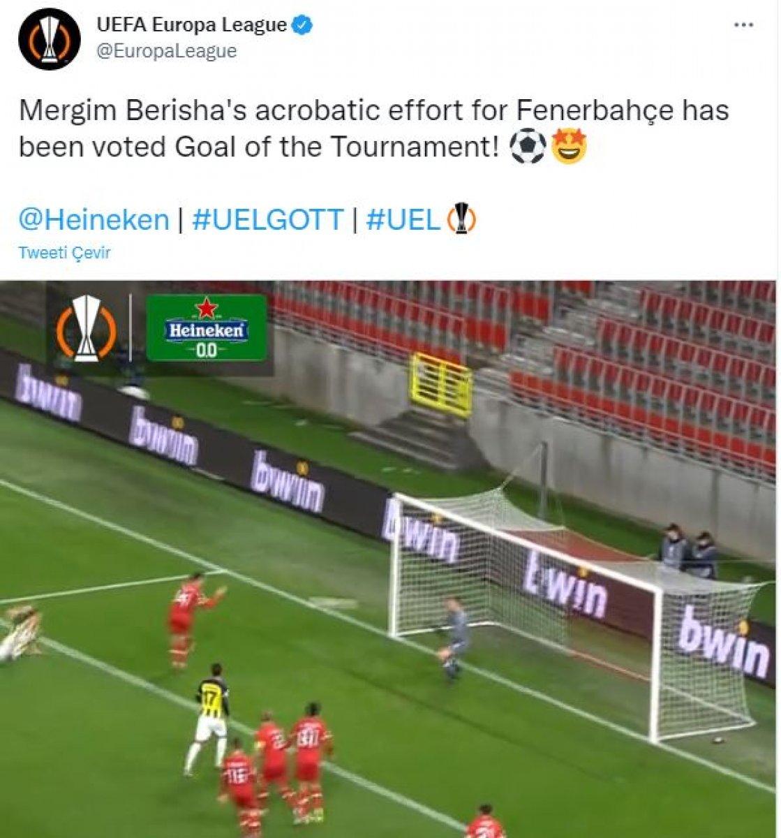 UEFA Avrupa Ligi'nde yılın golü Mergim Berisha'dan