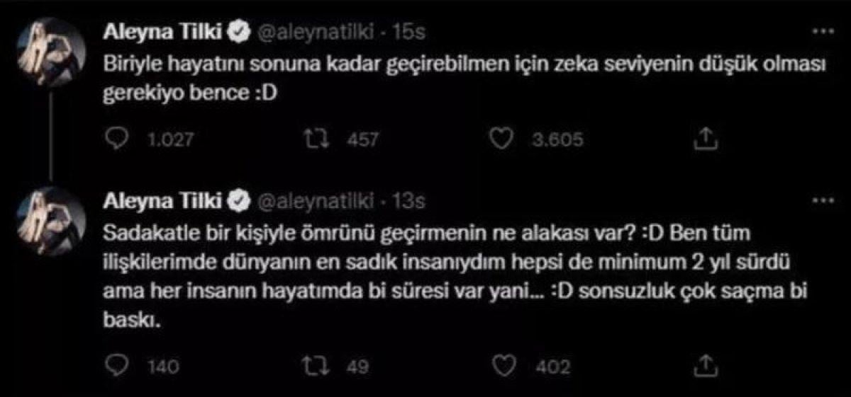 Aleyna Tilki'nin ilişki yorumu tartışma yarattı