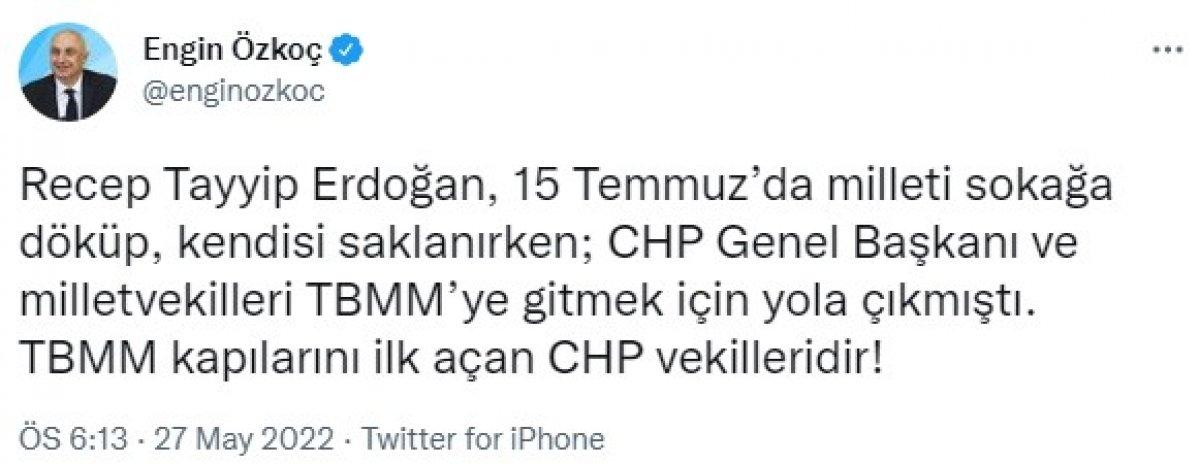CHP'li Engin Özkoç'tan 15 Temmuz paylaşımı