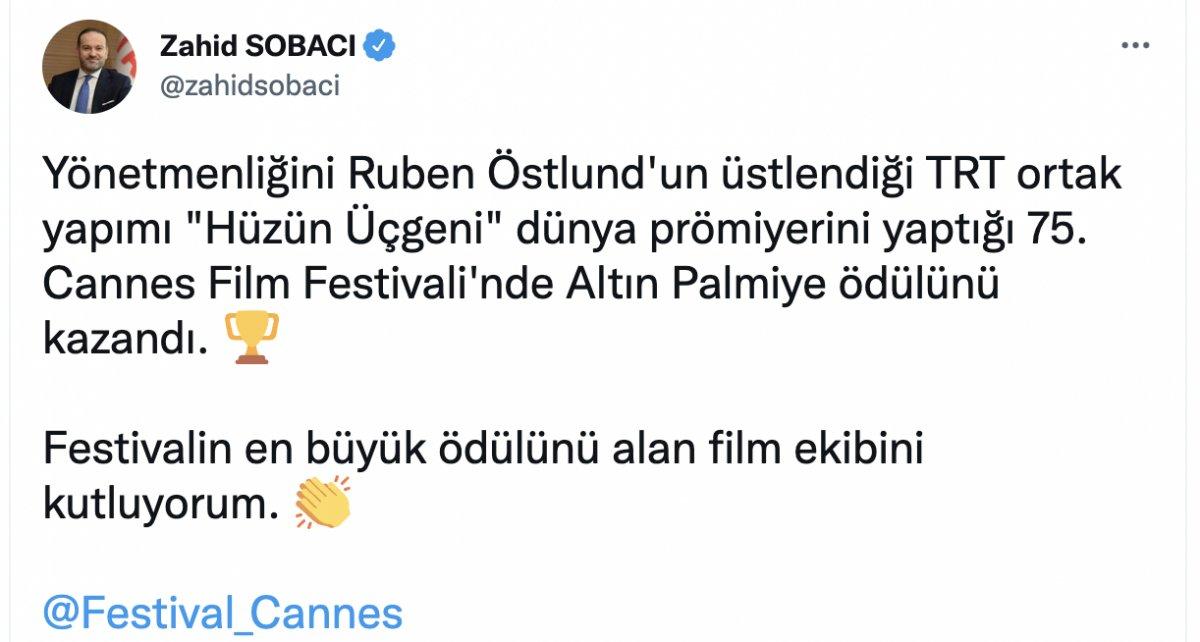 TRT ortak yapımı film, Cannes'da Altın Palmiye kazandı