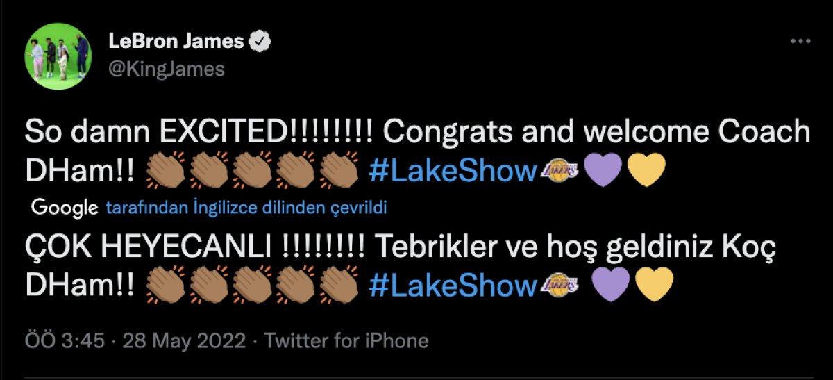 LeBron James'ten Darvin Ham'a hoşgeldin mesajı