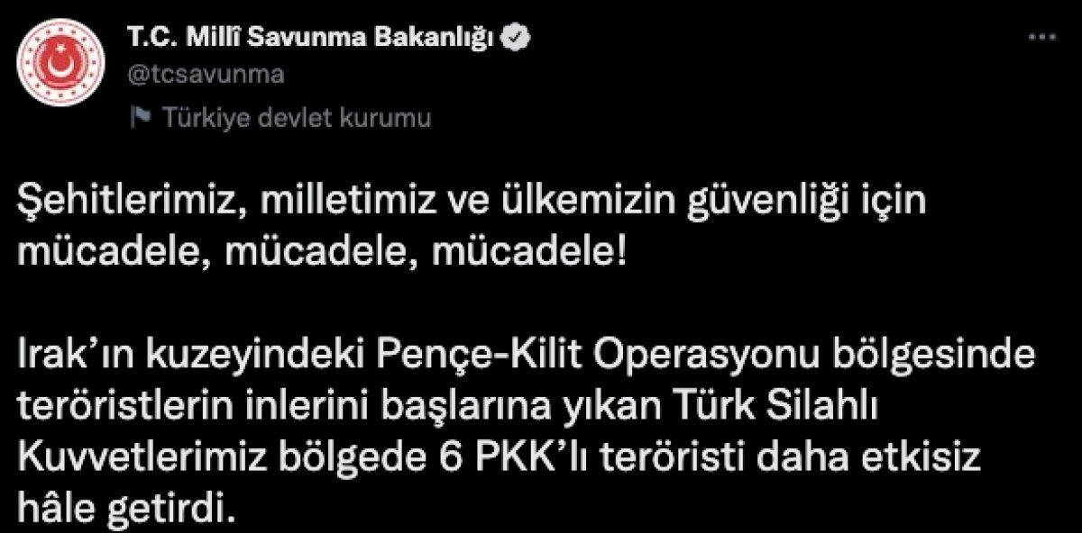 Pençe Kilit bölgesinde 6 terörist öldürüldü