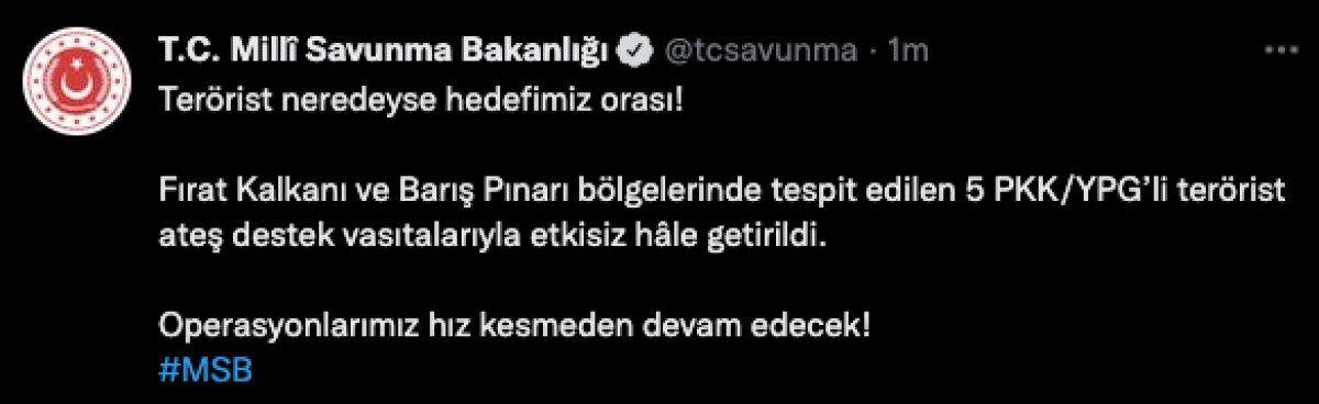 2 operasyon bölgesinde 5 terörist öldürüldü