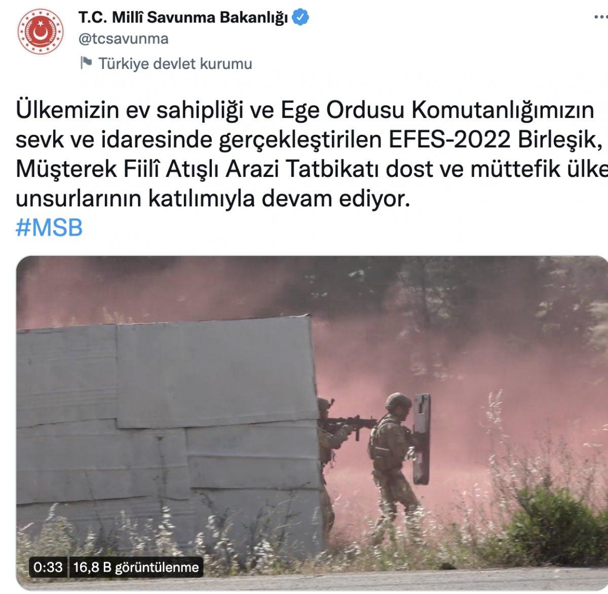 MSB, EFES-2022 Tatbikatından görüntüler paylaştı
