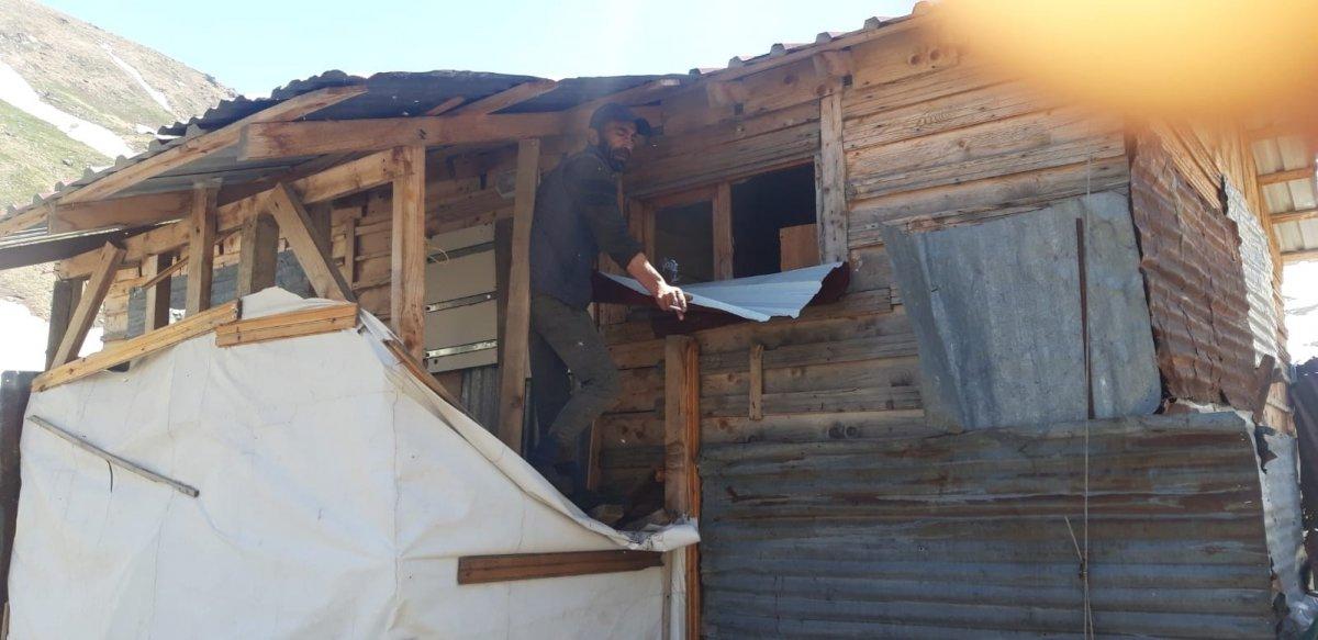 Rize’de, aç kalan ayılar yayla evinin altını üstüne getirdi