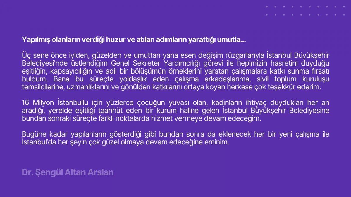 Şengül Altan Arslan'ın İBB'deki görevi son buldu