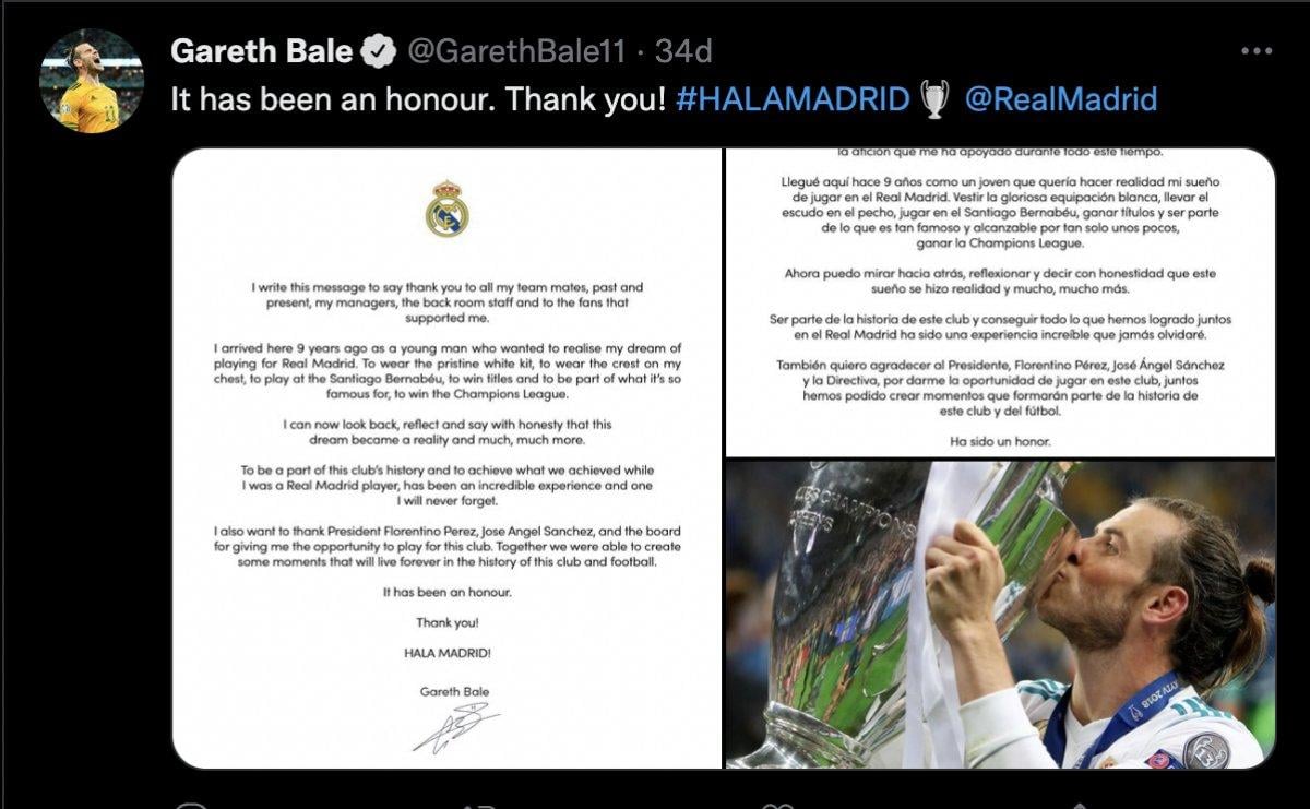 Gareth Bale, Real Madrid'den ayrıldı