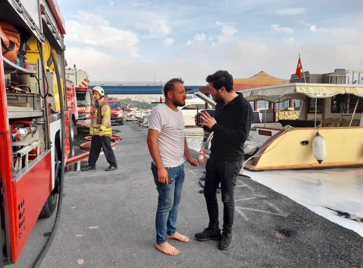 Balat’ta sahile demir atan özel gezi teknesi yandı