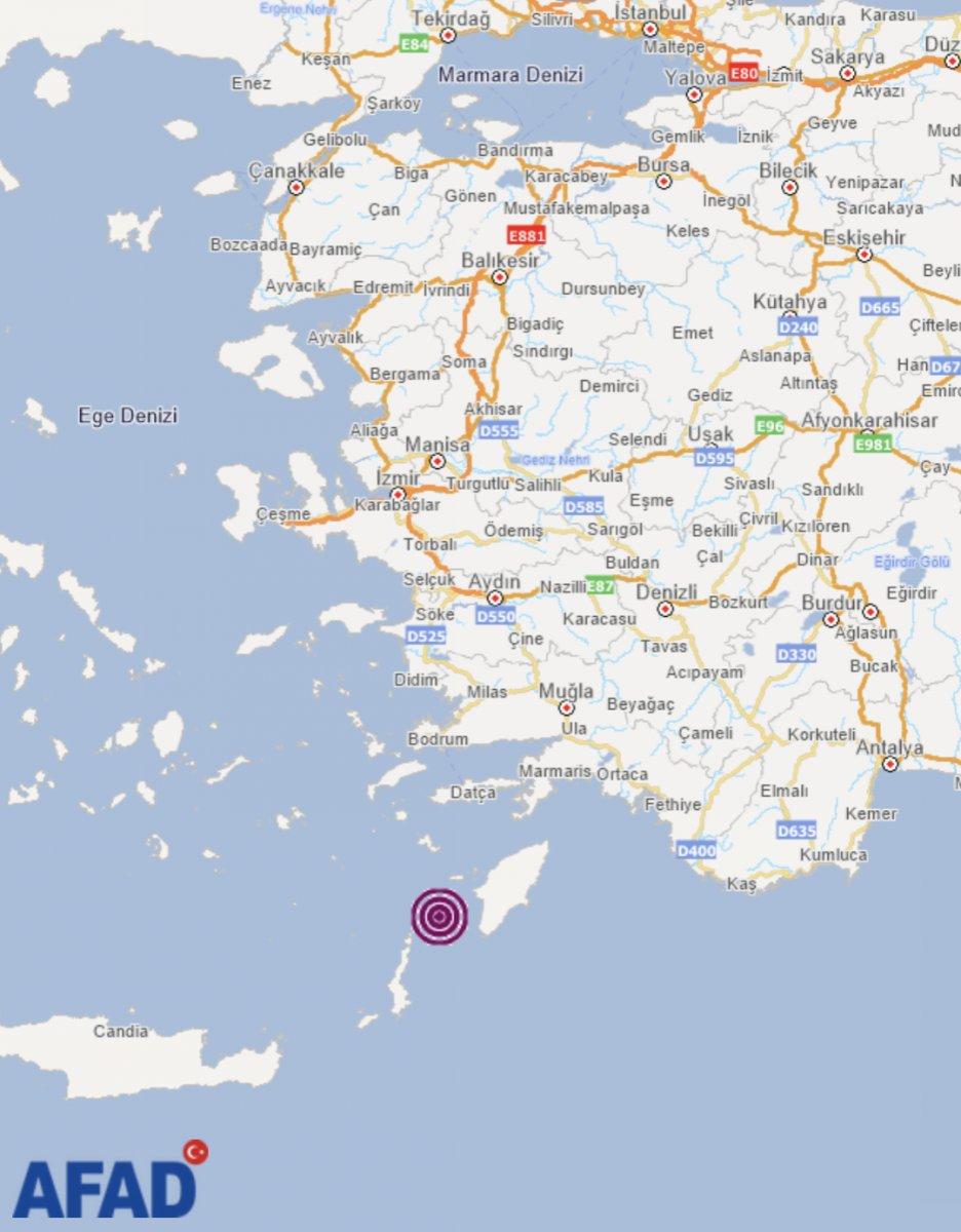 Muğla açıklarında 4.4 büyüklüğünde deprem meydana geldi