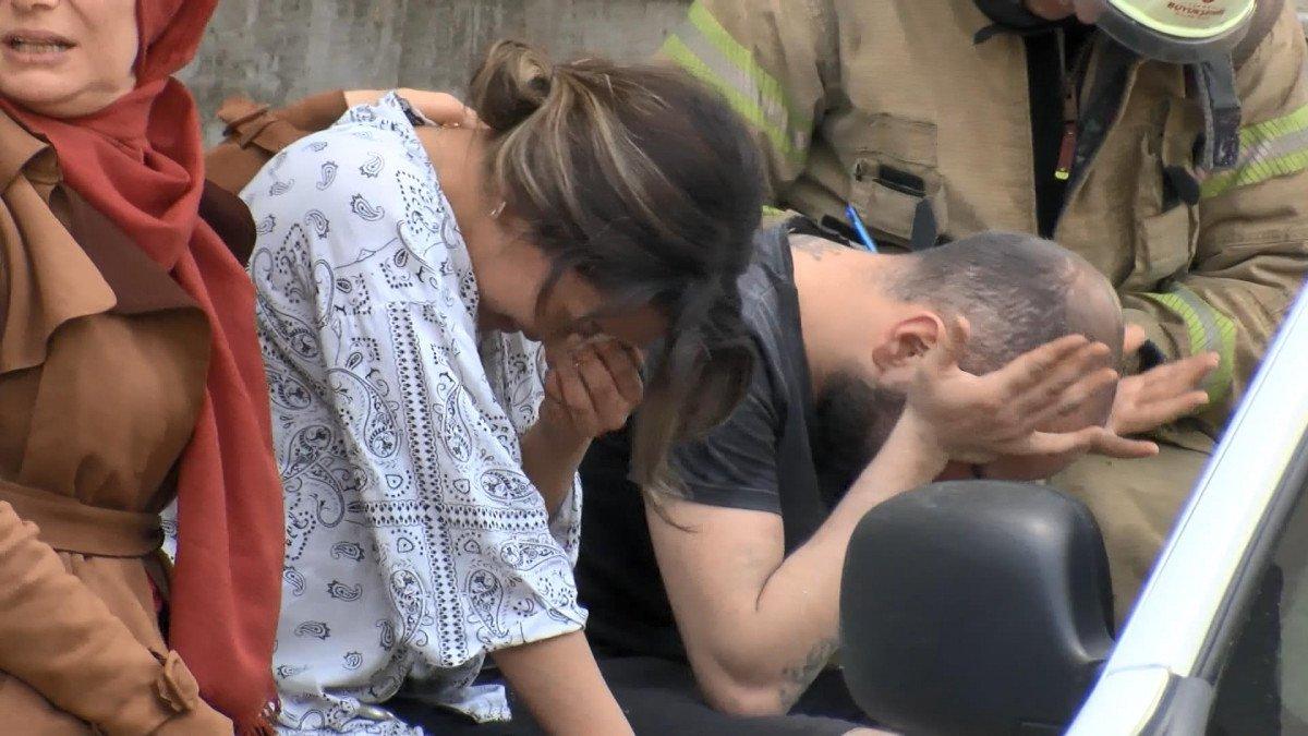 Ataşehir'de evi yanan kadın gözyaşlarına boğuldu