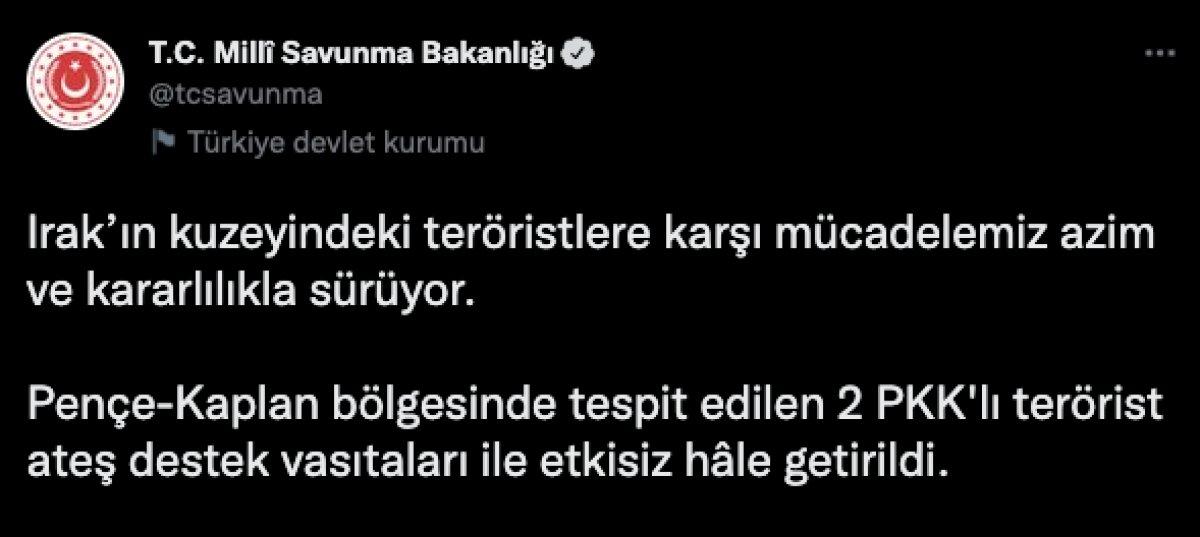 Pençe Kaplan bölgesinde 2 PKK'lı öldürüldü