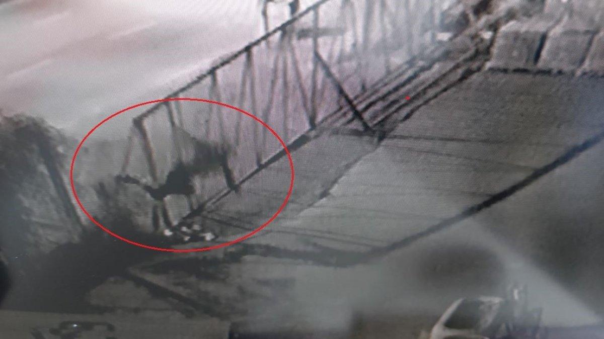 Samsun'da alkollü şahsın tel örgülerin üzerinden düştüğü anlar