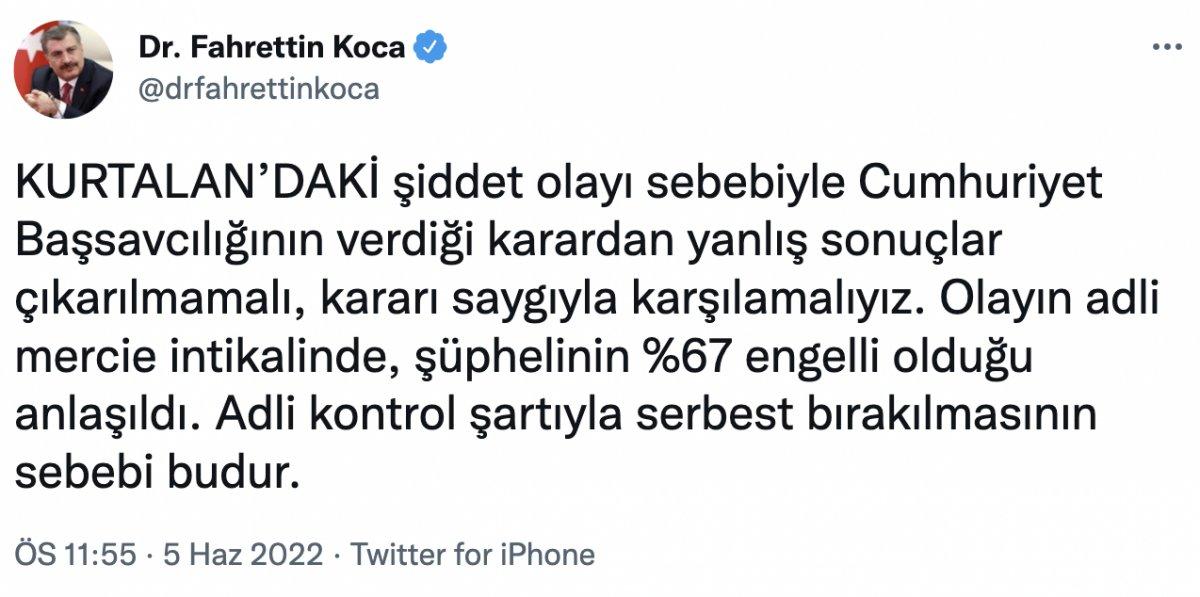 Bakan Koca'dan Kurtalan'da doktora şiddet olayı hakkında açıklama