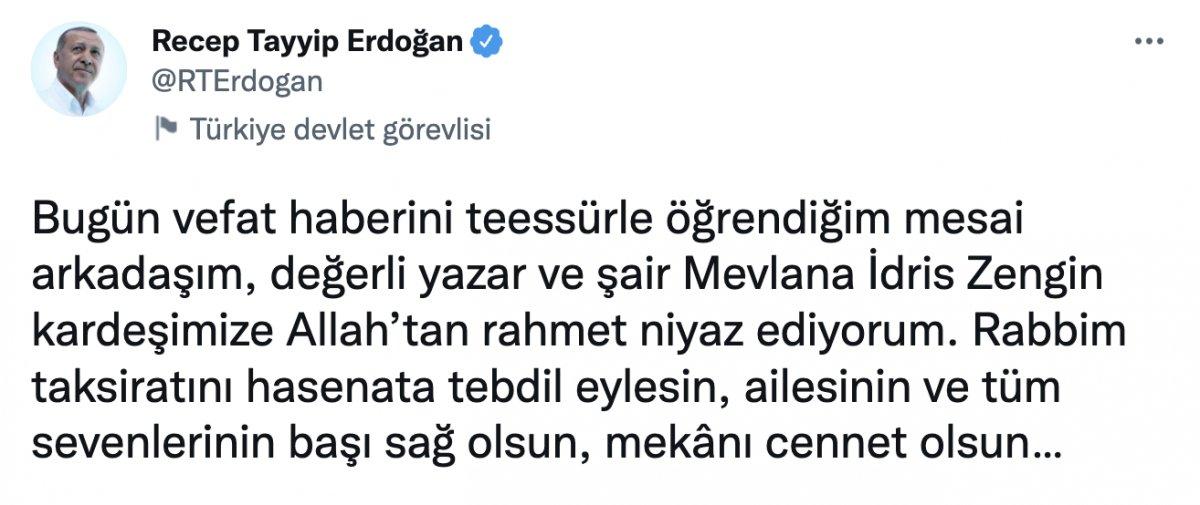 Yazar ve şair Mevlana İdris Zengin hayatını kaybetti