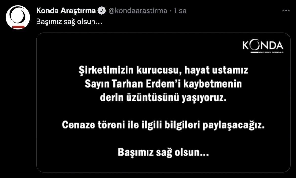 Eski Sanayi ve Teknoloji Bakanı Tarhan Erdem hayatını kaybetti