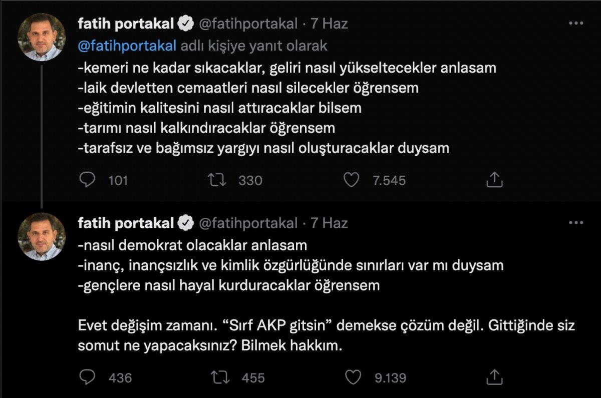 Fatih Portakal muhalefetten beklentilerini açıkladı