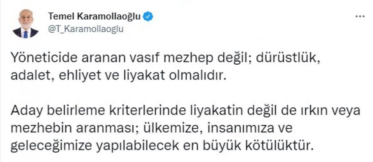 Temel Karamollaoğlu Cumhurbaşkanı adayının kriterlerini açıkladı