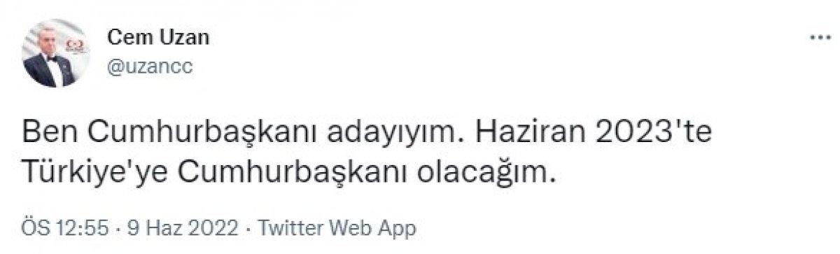 Cem Uzan, 2023 adaylığını açıkladı