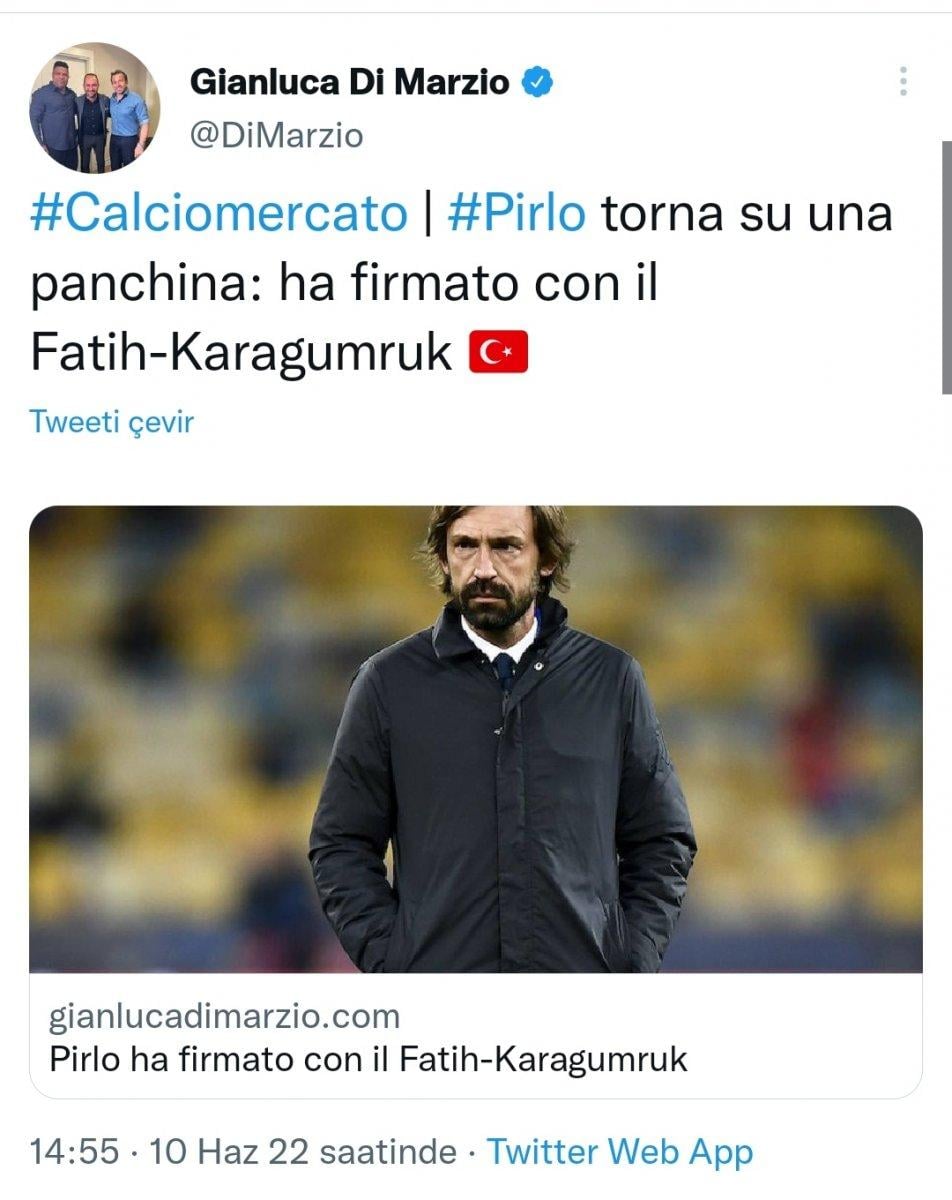 Fatih Karagümrük, Pirlo ile anlaştı