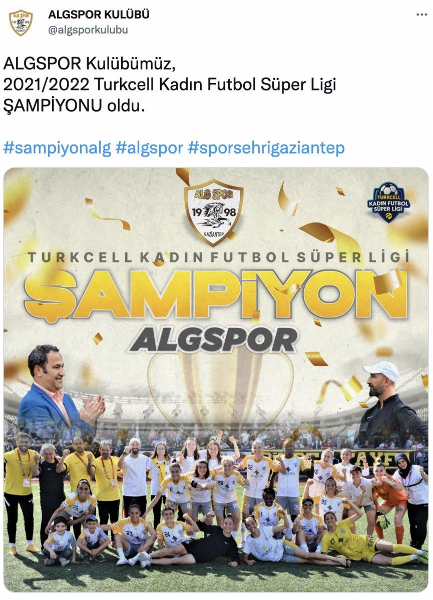 Kadın Futbol Süper Ligi'nde ALG Spor şampiyon