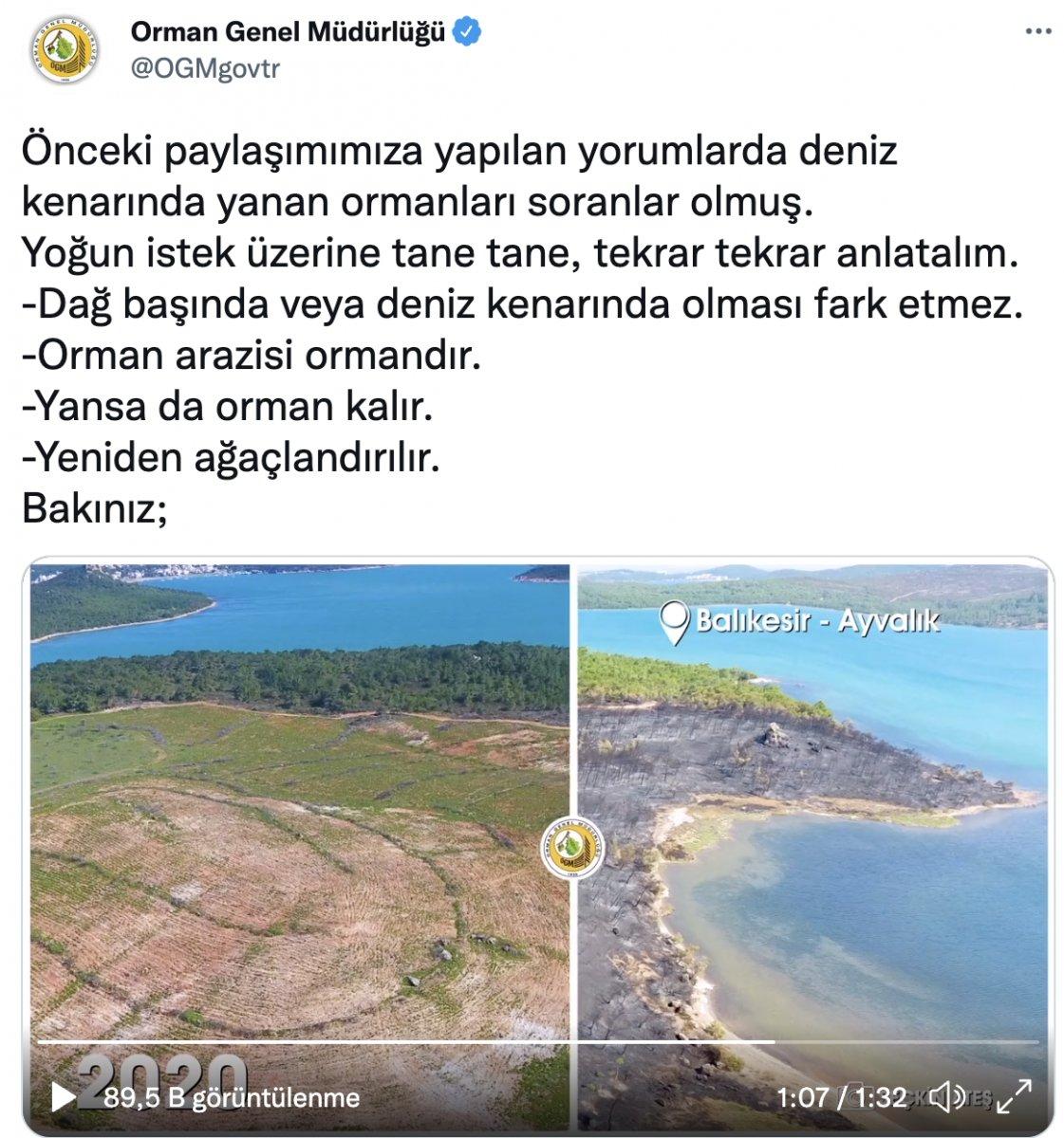 Orman Genel Müdürlüğü paylaştı: Yansa da yine  aynı kalır