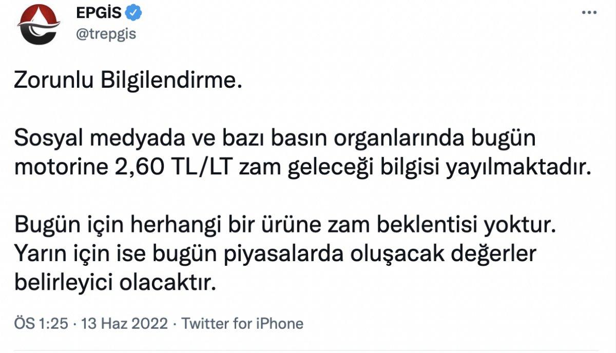 EPGİS motorine zam geleceği iddialarını yalanladı