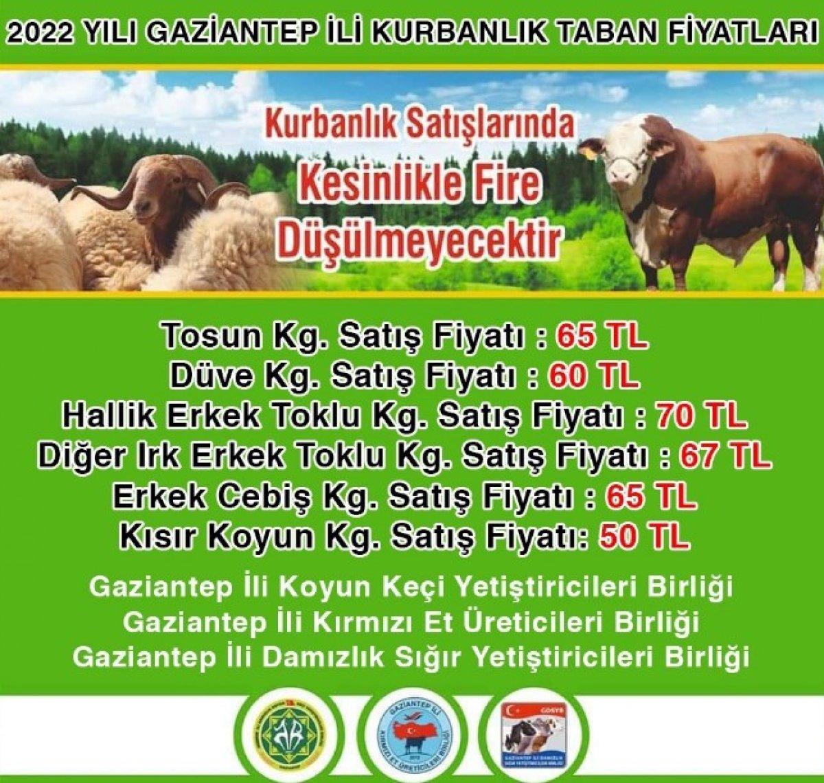 Gaziantep'te kurbanlık fiyatları belli oldu