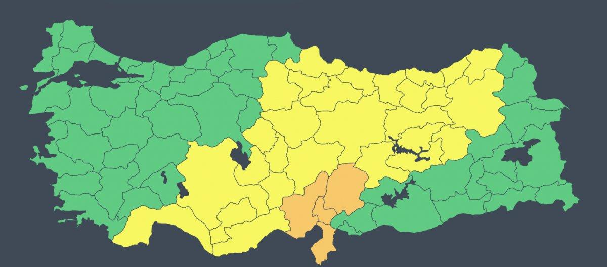 Meteoroloji'den 43 il için sarı ve turuncu kodlu uyarı