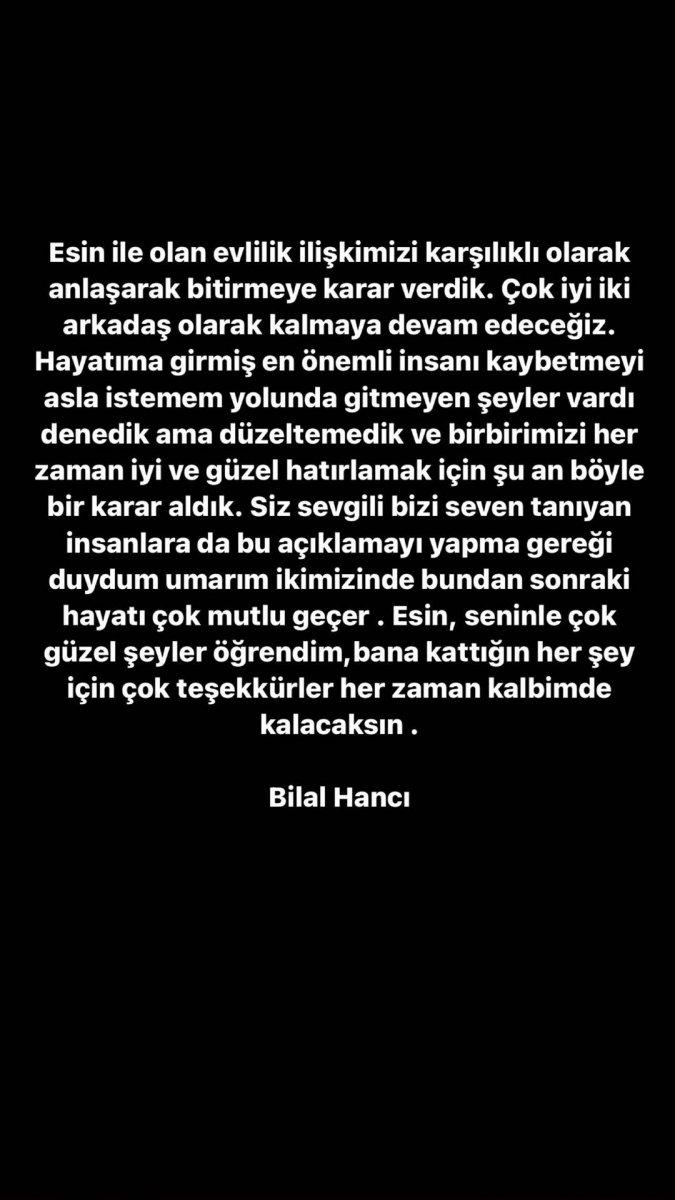 Bilal Hancı boşanıyor