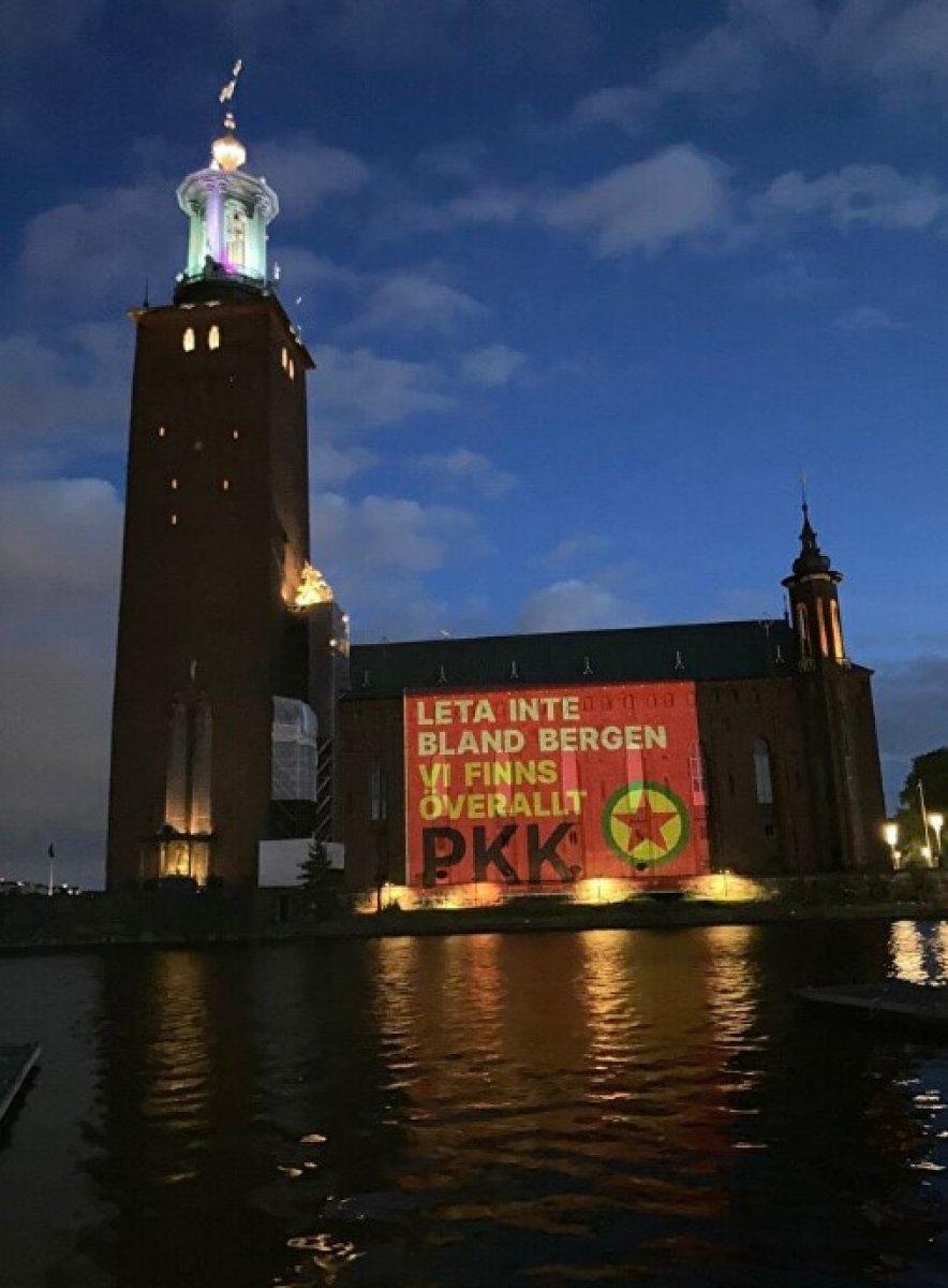 İsveç'te PKK paçavraları ve Öcalan'ın fotoğrafları sembol binalara yansıtıldı