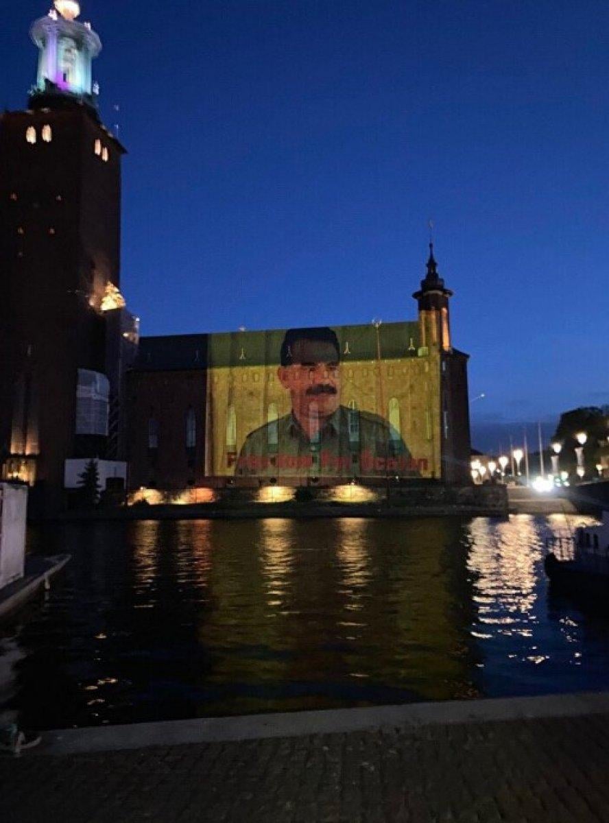 İsveç'te PKK paçavraları ve Öcalan'ın fotoğrafları sembol binalara yansıtıldı