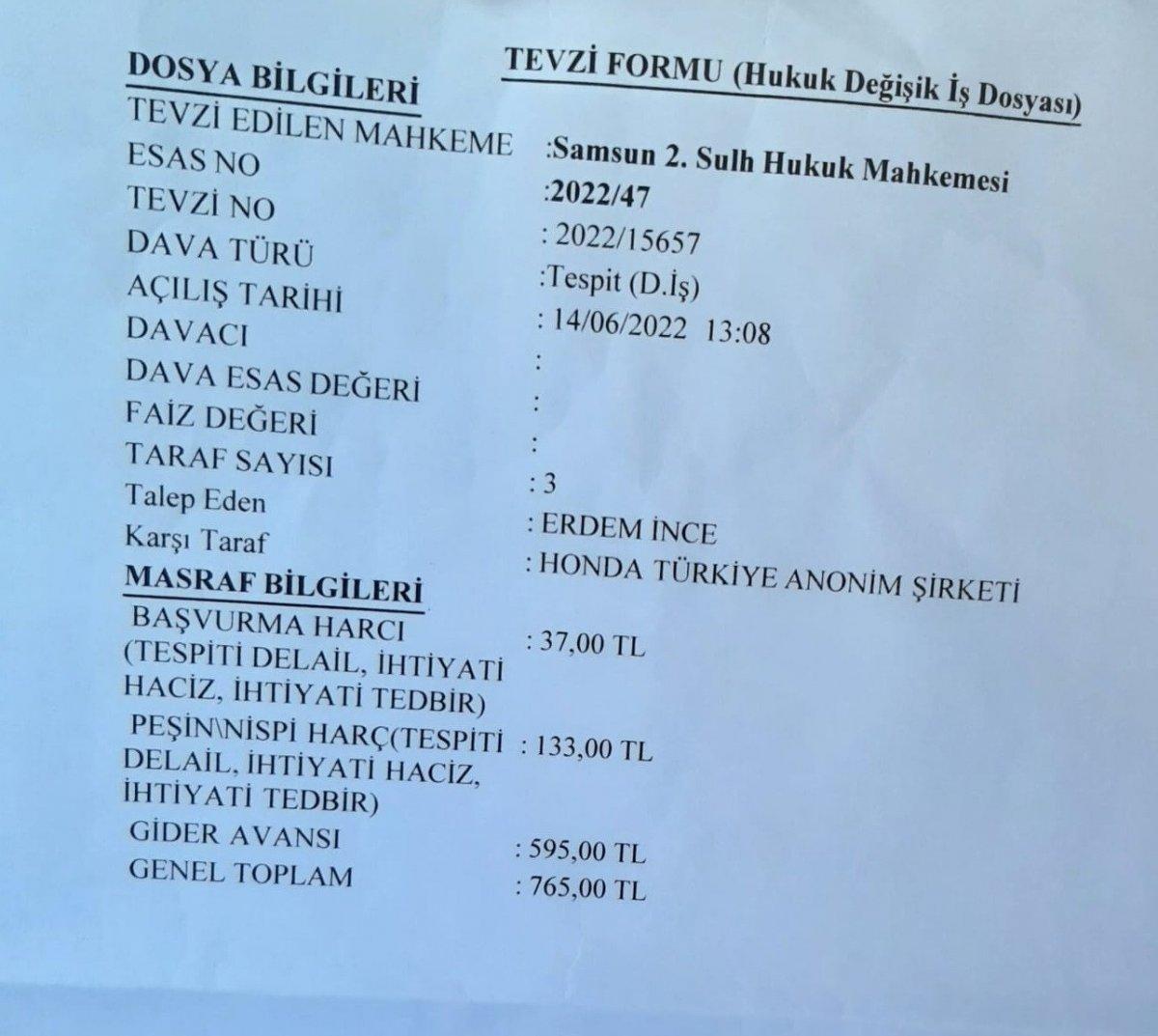 Samsun'da sıfır alınan araç, fabrikadan hatalı çıktı