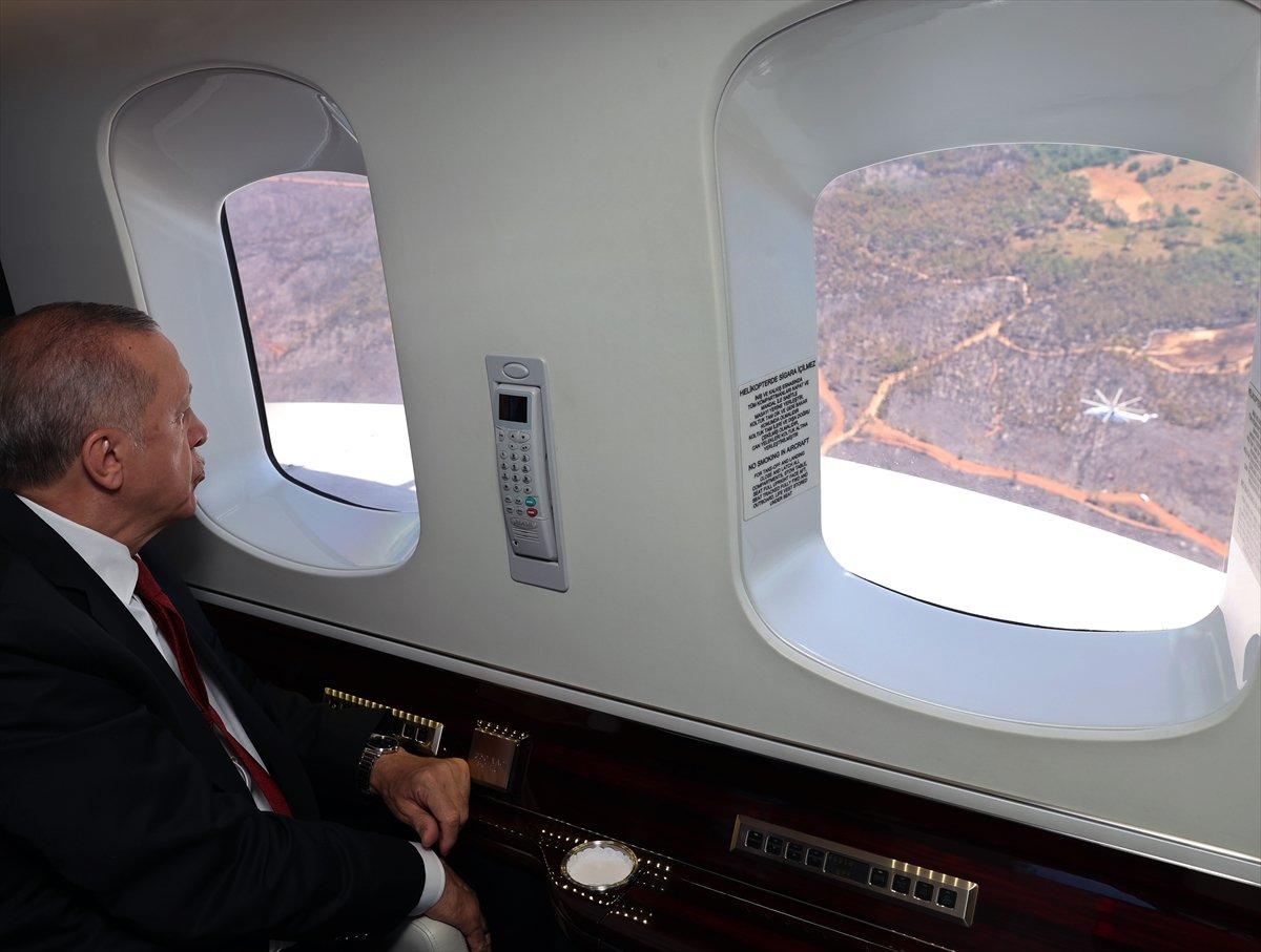 Cumhurbaşkanı Erdoğan, yangının meydana geldiği Marmaris'te