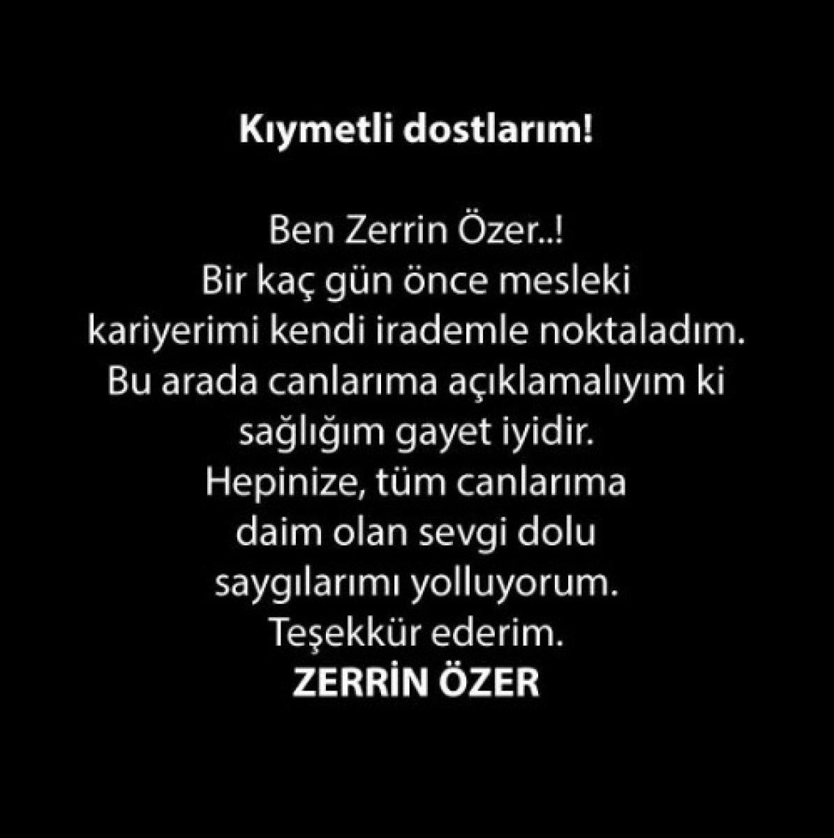 Zerrin Özer müziği bıraktı