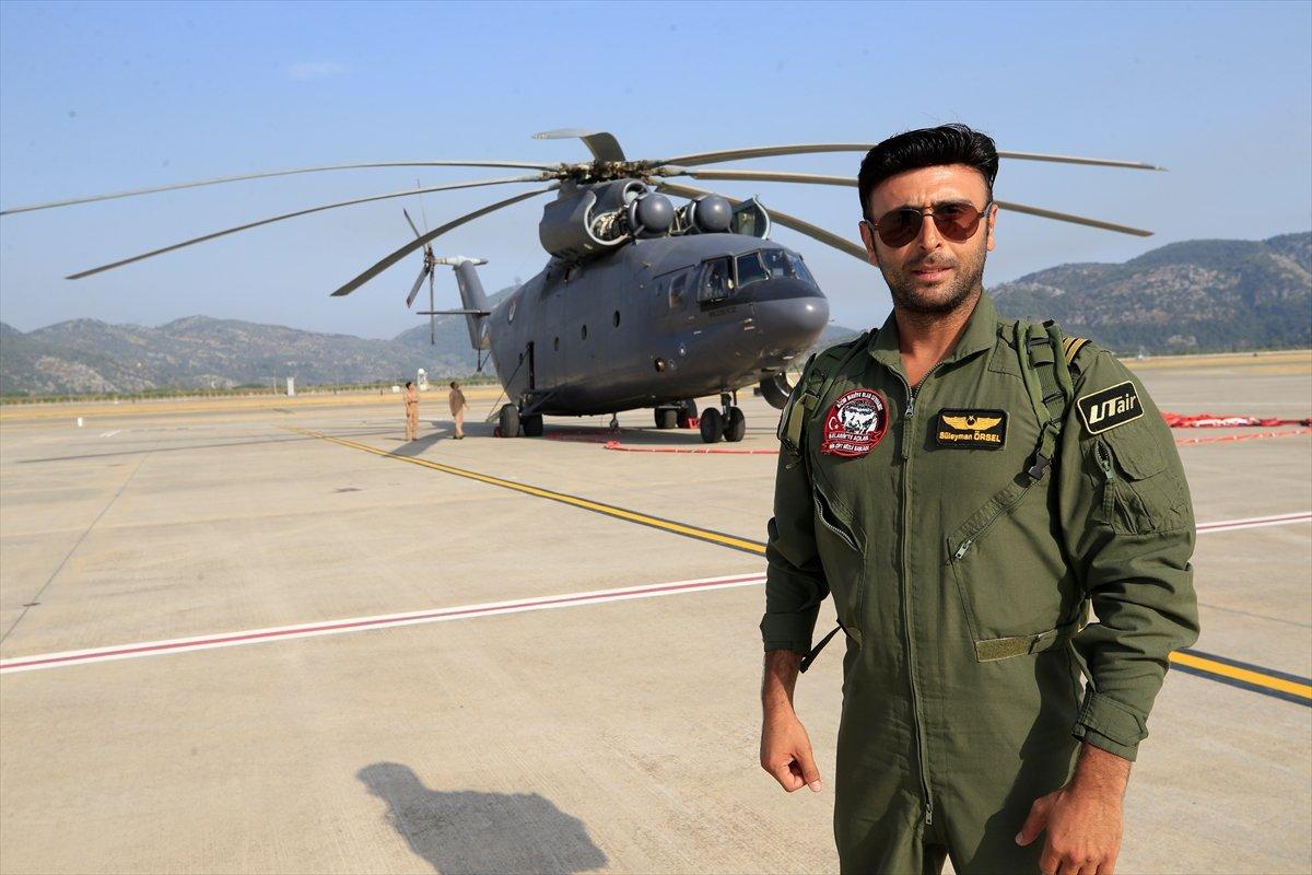 Marmaris'teki yangına Mi26'nın müdahale anları