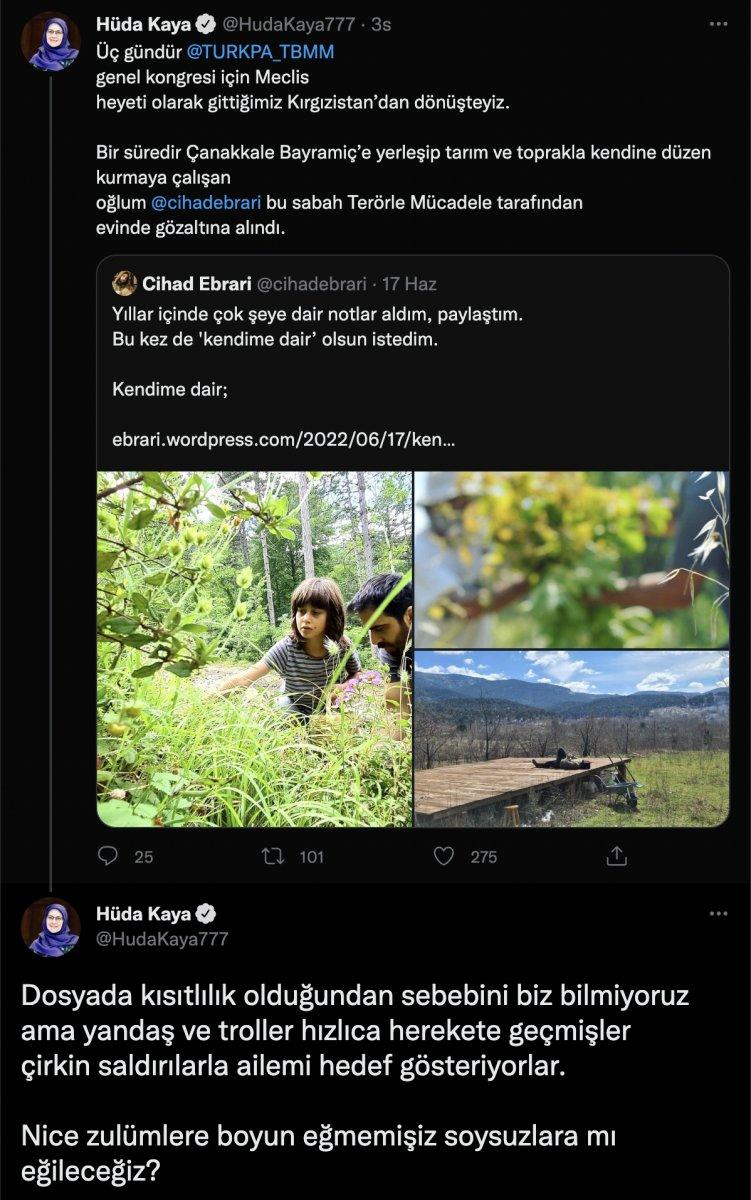 HDP’li Hüda Kaya’nın oğlu gözaltına alındı