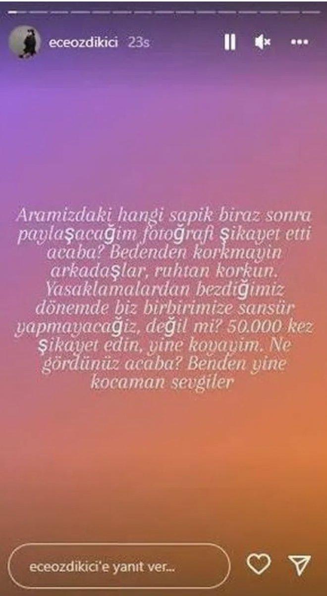 Fotoğrafı şikayet edilen Ece Özdikici takipçilerine seslendi