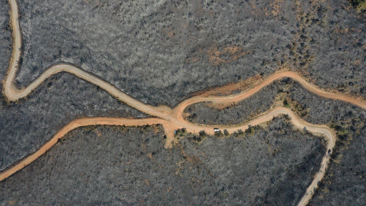 Marmaris'te süren soğutma çalışmaları havadan görüntülendi