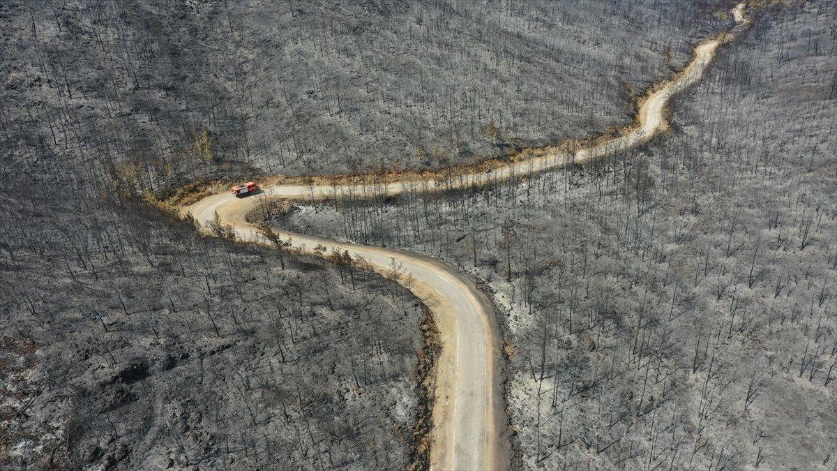 Marmaris'te süren soğutma çalışmaları havadan görüntülendi