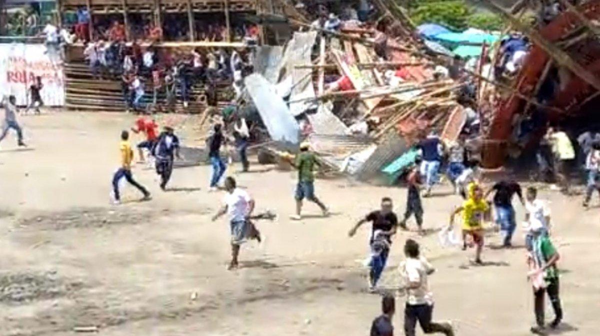 Kolombiya'da boğa güreşi festivalinde facia: Tribün çöktü