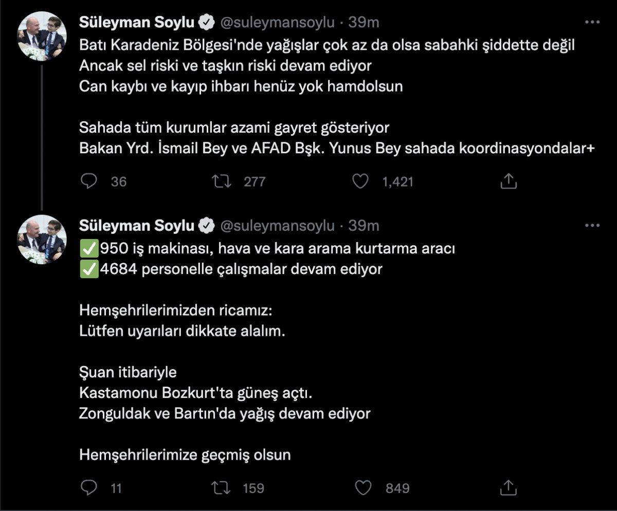 Süleyman Soylu: Can kaybı ve kayıp ihbarı henüz yok