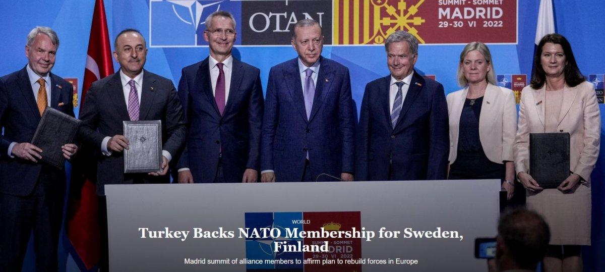 Madrid'de Türkiye, Finlandiya ve İsveç'in imzaladığı ortak bildiri dünya basınında