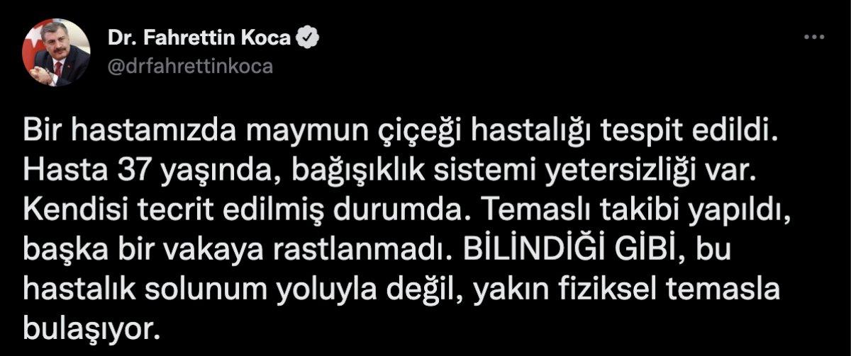 Türkiye'de ilk maymun çiçeği vakası tespit edildi