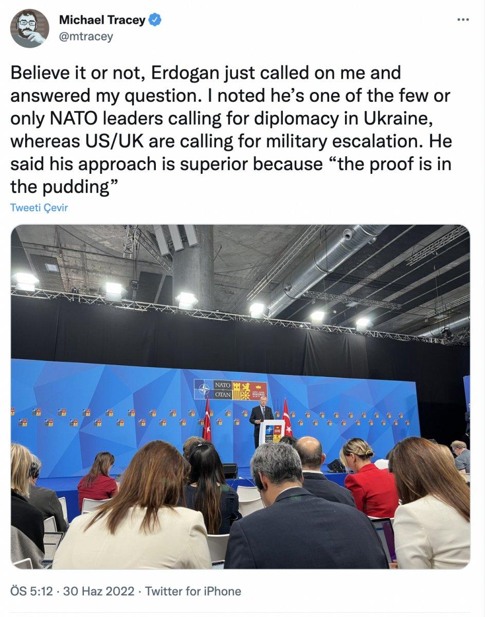 ABD'li gazetecinin NATO Zirvesi'nde Cumhurbaşkanı Erdoğan şaşkınlığı